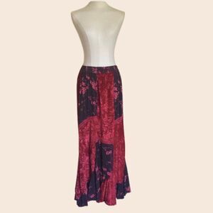 Vintage Tienda HO Velvet & Embroidered Rayon Paneled Boho Gypsy Skirt